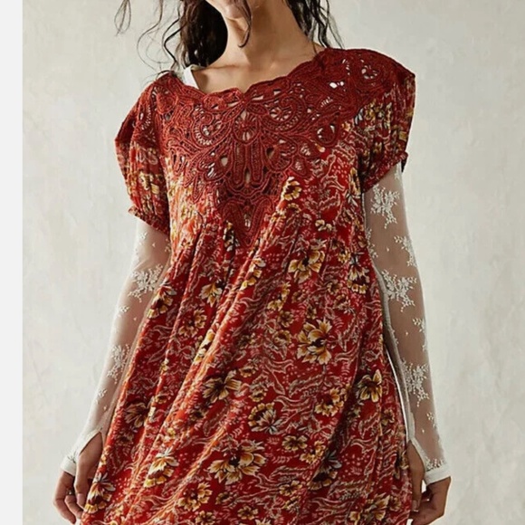 Free People Margot Printed Babydoll Dress | Floral | Size Small | NWT - Picture 1 of 16